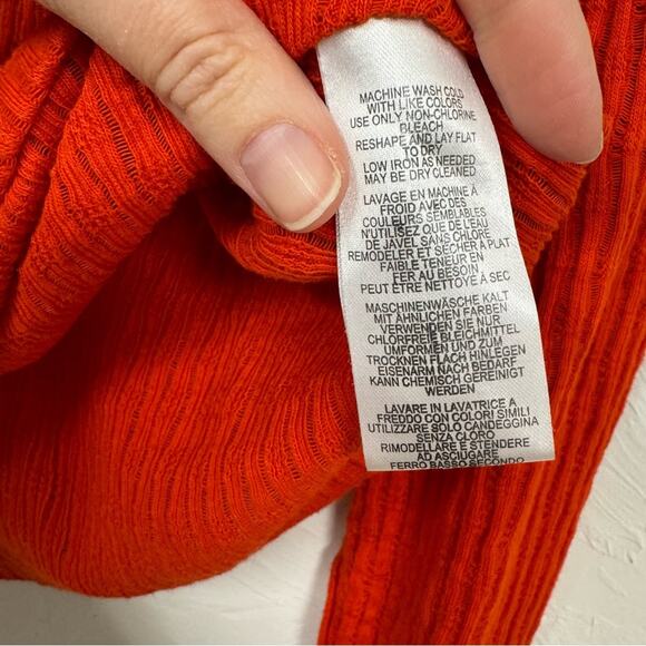 Pilcro Anthropologie Orange Ribbed Knit Crew Neck Sweater Womens XL Fall Casual - Picture 3 of 7